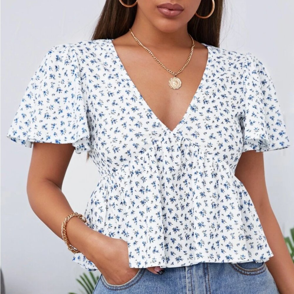 white floral top